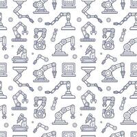 Automated robotic arm, Mechanical hand robot outline doodle hand drawn seamless pattern vector