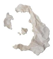 Santorini island map paper texture cut out on white background. photo