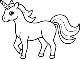 An unicorn line art illustration vector