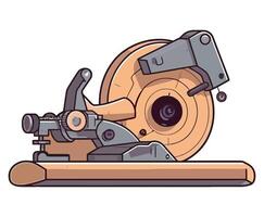 Sharp circular saw blade cutting metal in factory isolated vector