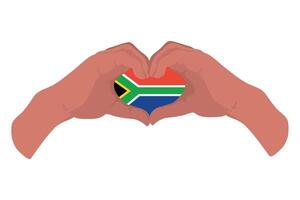 Hands making heart with flag of south africa vector