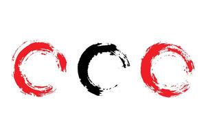 Grungy half round shape stroke, circle brush strokes, dirty brush effect vector