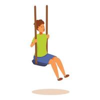 Happy boy having fun on a swing at the playground vector