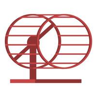 Red empty hamster wheel standing on a white background vector