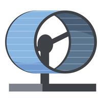 Blue hamster wheel standing on grey surface for playing vector