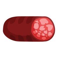 Smoked sausage lying down, red meat product vector