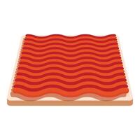 Square slice of bread covered with wavy salmon fillet vector