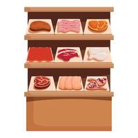 Supermarket shelf displaying fresh meat cuts vector