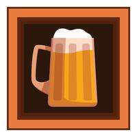 Glass mug of beer with foam in wooden frame illustration vector