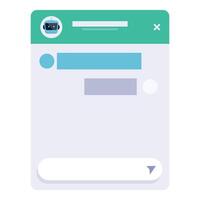 Chatbot window displaying conversation history and input field vector