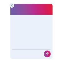 Blank user interface window showing upload and close buttons vector