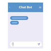 Chat bot interface showing conversation with blue speech bubbles vector