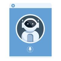 Chatbot app displaying on smartphone screen with microphone icon vector