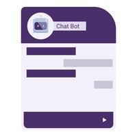 Chat bot software application displaying chat history with user vector