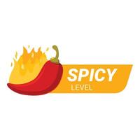 Red chili pepper burning in flames indicating spicy level vector