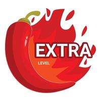 Red hot chili pepper extra level with flames surrounding it vector