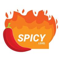Red chili pepper indicating spicy level with flame symbol vector