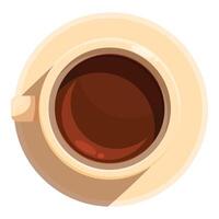 Cup of coffee sitting on matching saucer top view vector