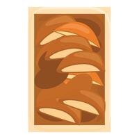 Freshly baked croissants resting in cardboard container vector