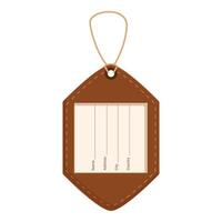 Brown leather luggage tag with string hanging showing blank address label vector