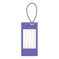 Purple luggage tag hanging with string for identification vector