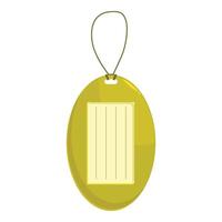 Yellow oval tag hanging with string showing blank label for adding text vector