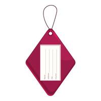 Red diamond shaped luggage tag with empty label hanging on string vector