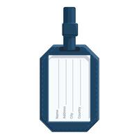 Empty blue luggage tag hanging with strap showing front view vector