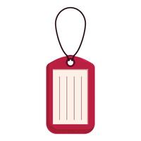 Red gift tag hanging on black string with blank lines for text vector