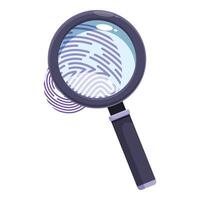 Magnifying glass showing fingerprint for identity verification vector