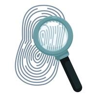 Magnifying glass examining fingerprint for evidence in crime scene vector