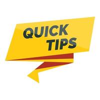 Yellow quick tips banner showing useful information vector
