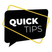 Black speech bubble with quick tips text inside vector