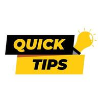 Quick tips advice suggestion solution light bulb idea banner vector
