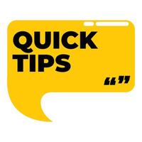 Yellow speech bubble giving quick tips on internet vector