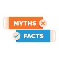 Choosing facts over myths concept with checkmark and crossmark buttons vector