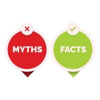 Myths versus facts red and green check mark icons vector