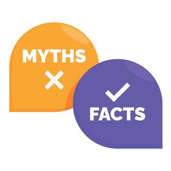 Myths versus facts check icons showing true or false information vector