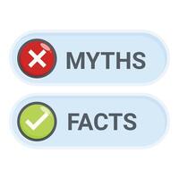 Myths vs facts buttons showing true or false information vector