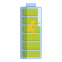 Full battery showing green charge indicator with lightning bolt vector