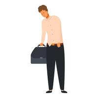 Sad office worker holding briefcase looking down vector