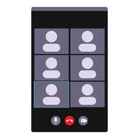 Smartphone showing video conference app with multiple people participating vector