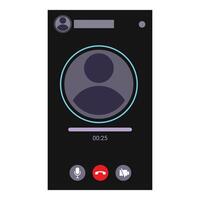 Smartphone showing video call interface with user profile picture vector