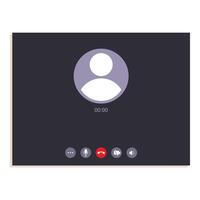 Video call screen displaying incoming call interface with user interface elements vector