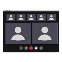 Group video conference call interface showing people connecting online vector