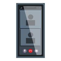 Smartphone displaying video call interface with two participants vector