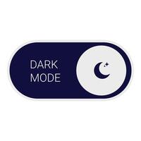 Dark mode button showing night time setting with crescent moon icon vector