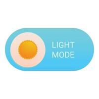 Light mode toggle button switching on with sun icon vector