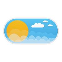 On off switch button with sun and clouds showing sunny day vector