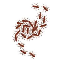 Colony of ants marching in trail formation vector